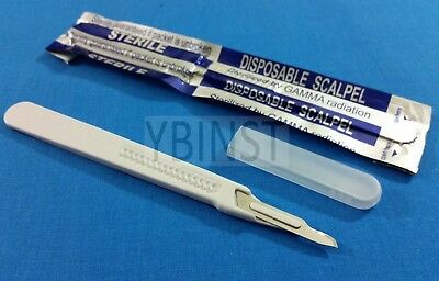 10 Disposable Sterile Surgical Scalpels #15 With Graduated Plastic Handle