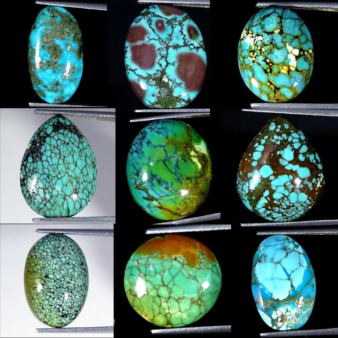 Natural Tibet Turquoise Oval Pear Cabochon Collection Loose Gemstone
