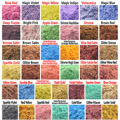 10g Cosmetic Grade Natural Mica Powder Pigment Soap Candle Colorant Dye 38 Color