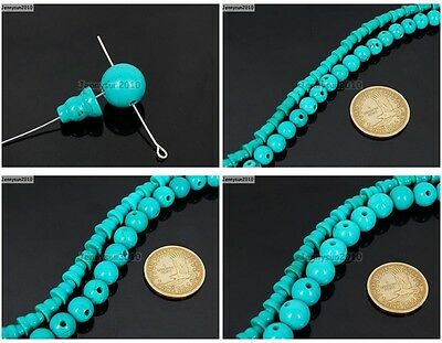 Stabilized Turquoise Gemstone Tibet Guru 3 Hole Round And Taper Bead Set Jewelry