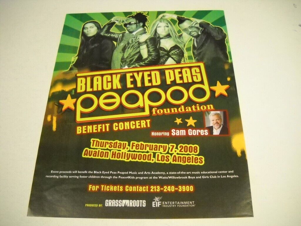 Black Eyed Peas With Fergie Benefit Concert Original 2008 Promo Poster Ad