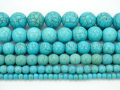 Howlite Turquoise Gemstone Round Loose Beads 15'' 4mm 6mm 8mm 10mm 12mm 14mm