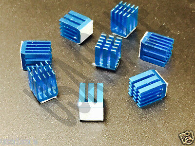 Lot 8  Pcs 9x9x12mm Adhesive Aluminum Blue Heatsink For Memory Gpu Chip Ic Ram