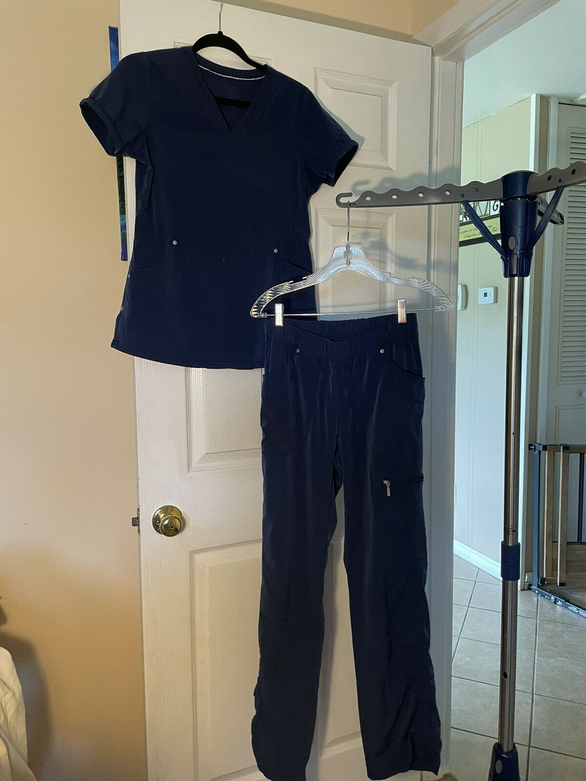 Beyond Scrubs Size Small Navy Blue Pair Lot Comfy Pockets