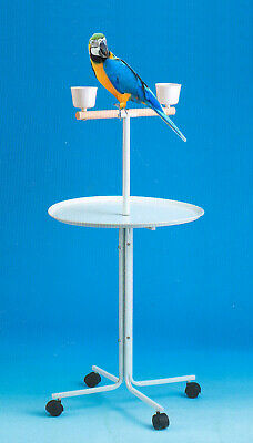 Large Play Stand With Metal Base Parrot Amazon African Grey Macaw Cockatoo Cups