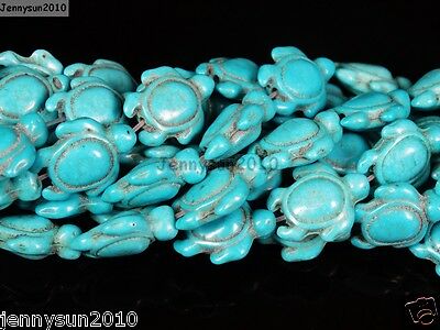 Blue Howlite Turquoise Carved Turtle Spacer Beads 14mm X 17mm 16'' Strand
