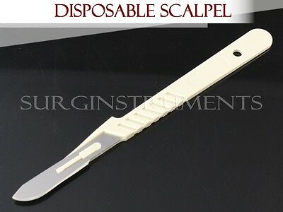 10 Disposable Scalpel #15, Sterile, Plastic Handle